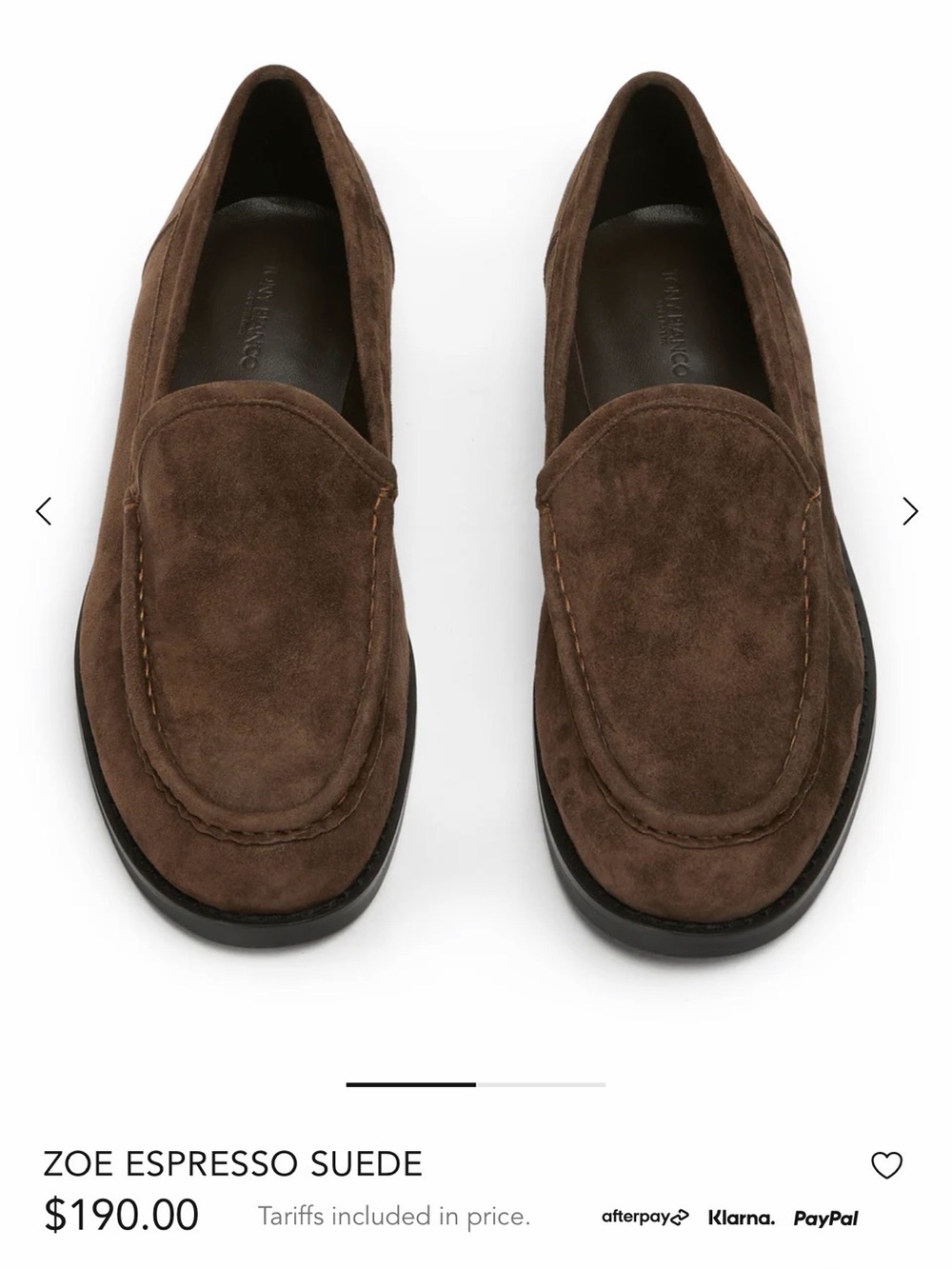 Tony Bianco Zoe Loafers – Espresso Suede – Size 6.5 Womens with original box